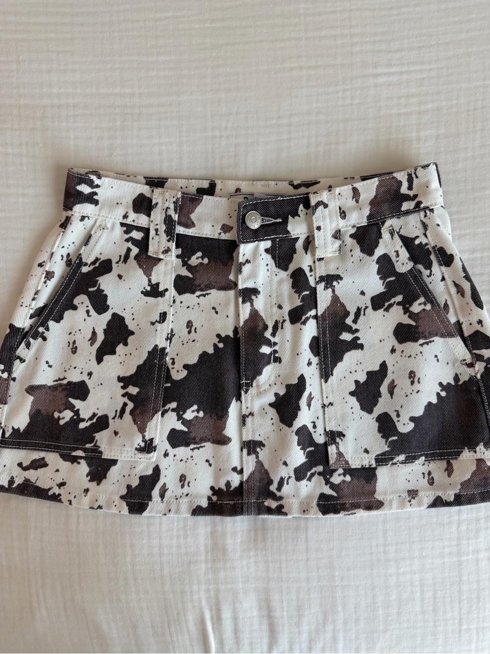 Marshalls Cow-Print Mini Skirt - Brown & White